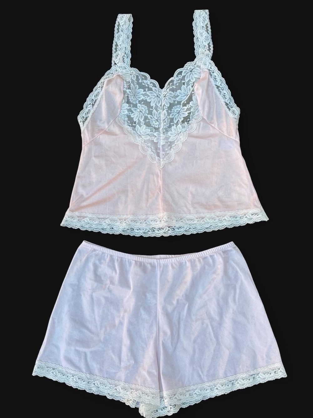 Lace-Trim Pink Camisole & Short Sleep Set